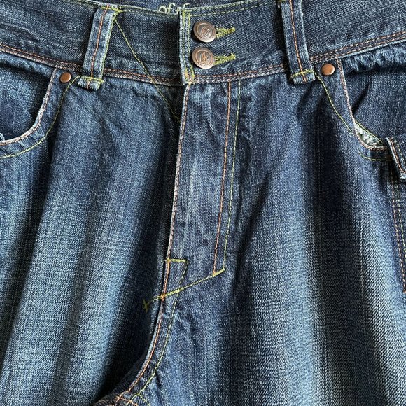 Of The Earth Jeans Wide Leg Denim Boho Organic Cotton Utility Pants Womens Sz 36 - Picture 16 of 16